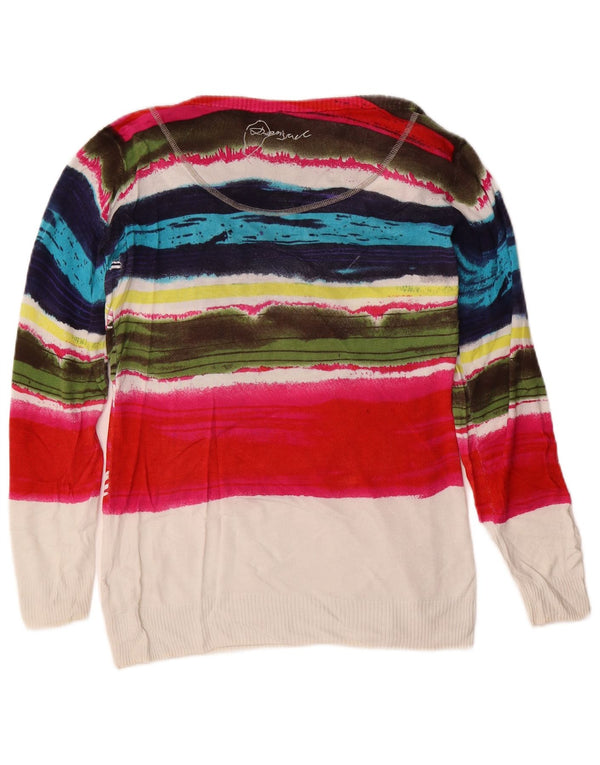 Desigual Donna Maglione con scollo a barchetta Maglione UK 12 Medio Multicolore