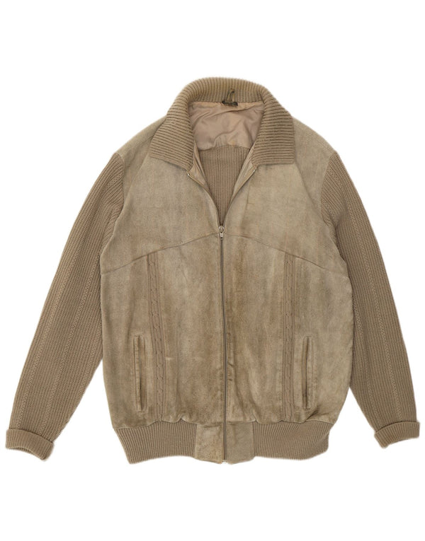 Giacca Uomo Camoscio VINTAGE IT 56/48 XL Pelle Beige