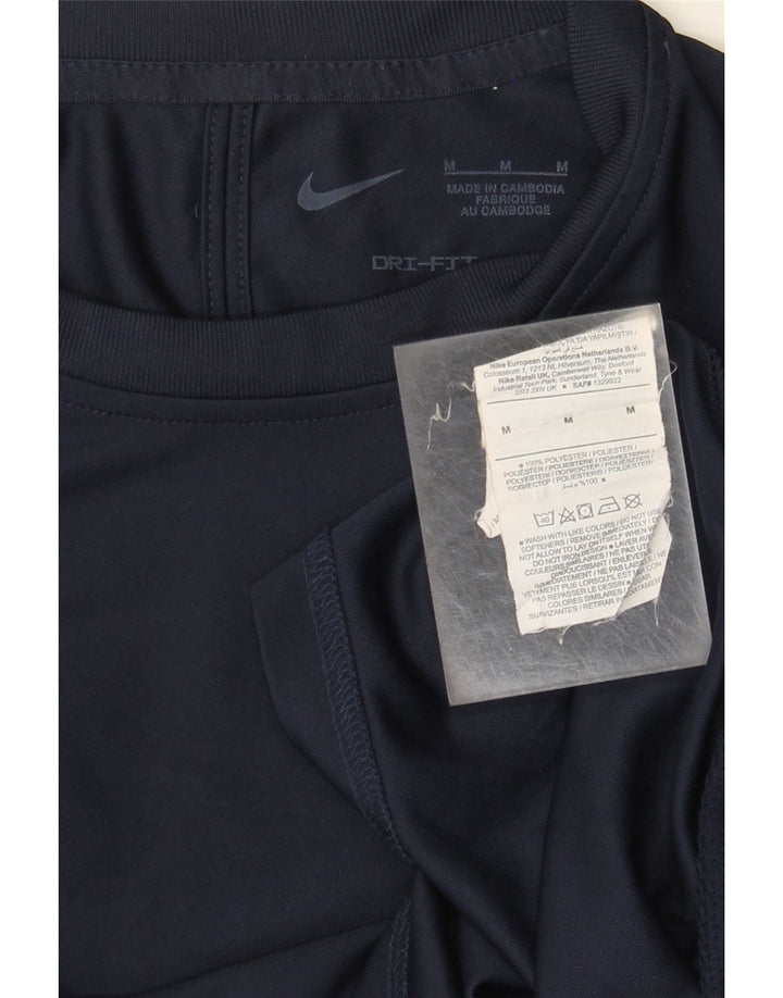 T-shirt Nike da uomo Dri Fit, top in poliestere color block medio blu navy