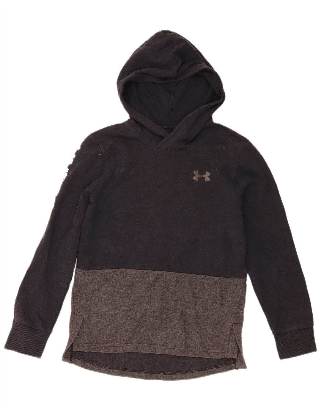 Felpa con cappuccio grafica da bambino Under Armour 9-10 anni Colorblock grigio medio