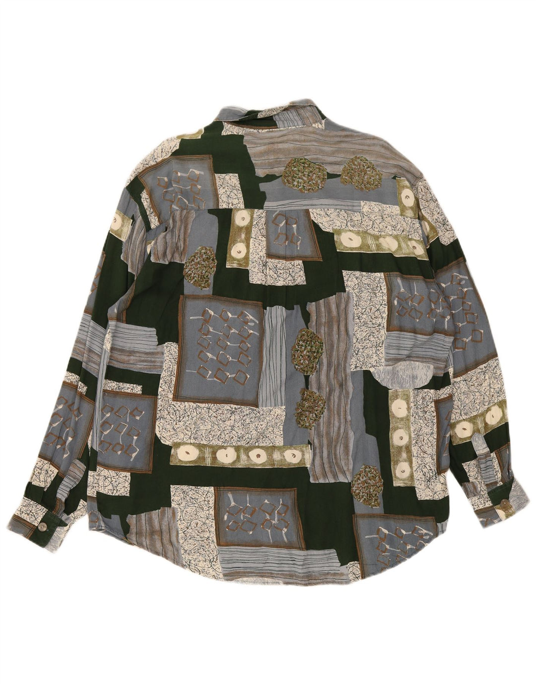 Camicia da uomo Happy Life Taglia 43/44 XL Viscosa patchwork grigia