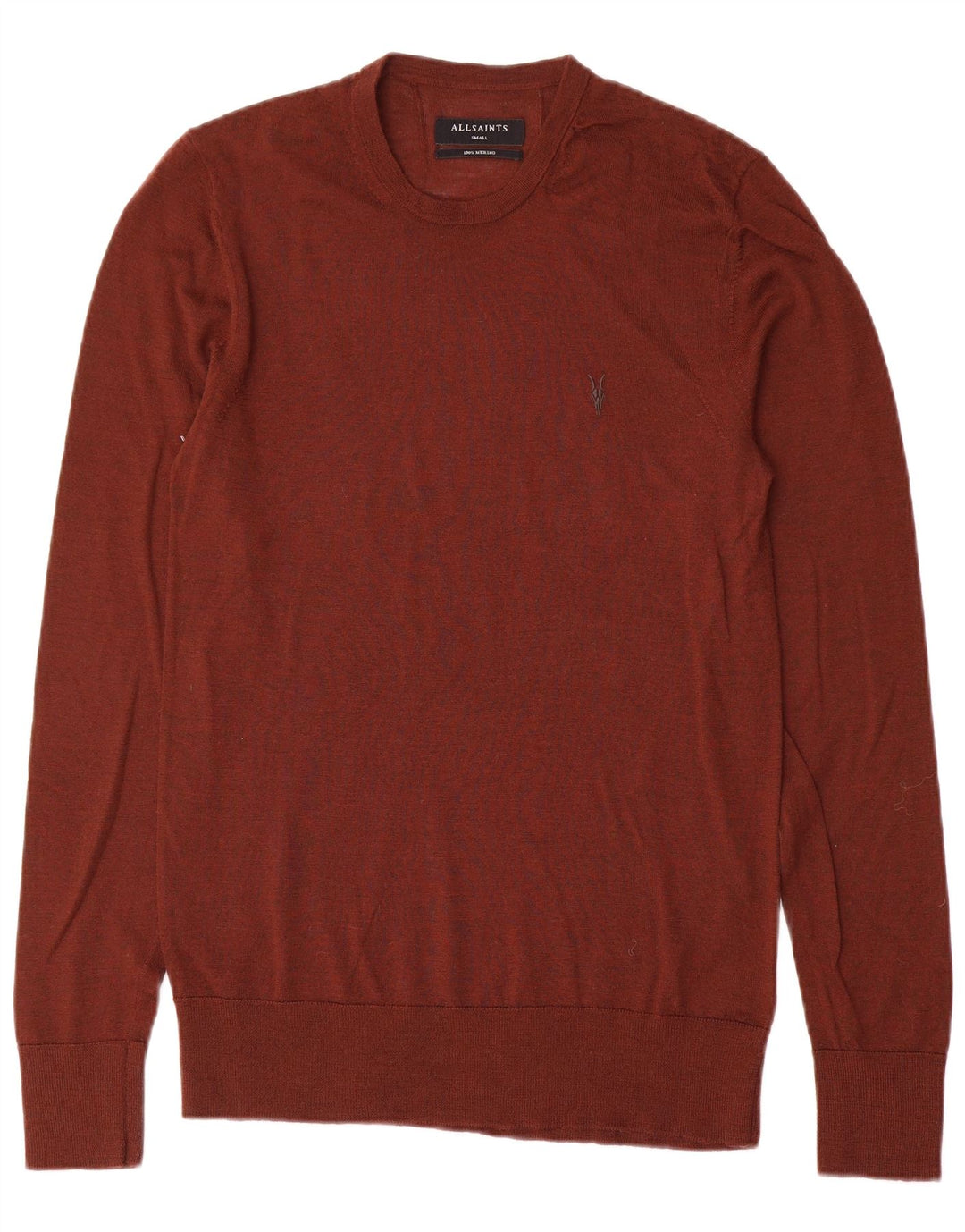 Maglione girocollo da uomo All Saints, maglione piccolo in lana merino marrone
