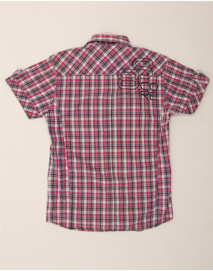 JACK & JONES Mens Graphic Short Sleeve Shirt Small Pink Check Cotton Vintage Jack & Jones and Second-Hand Jack & Jones from Messina Hembry 