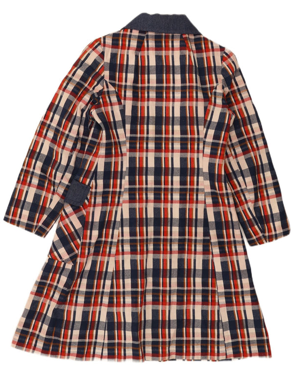 Soprabito da donna vintage UK 8 piccoli quadri blu navy