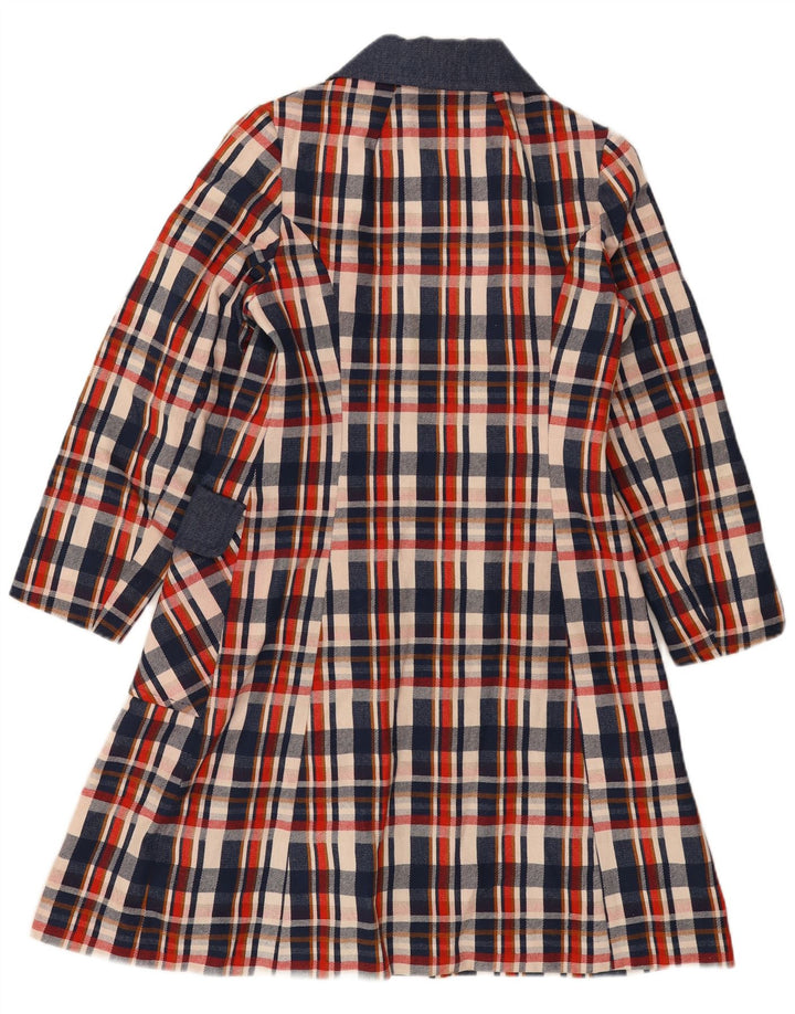 Soprabito da donna vintage UK 8 piccoli quadri blu navy