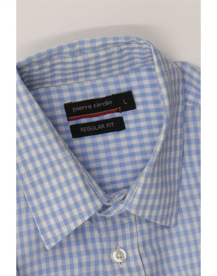 Pierre Cardin Camicia da uomo a maniche corte con vestibilità regolare, grande a quadretti blu