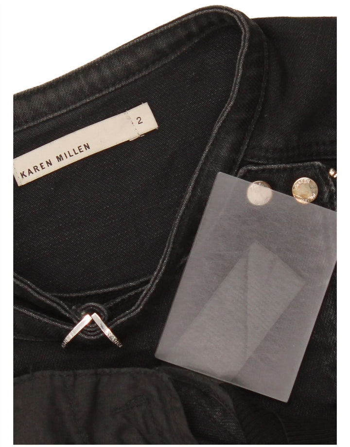 Giacca di jeans da motociclista da donna Karen Millen UK 2 2XS Viscosa nera