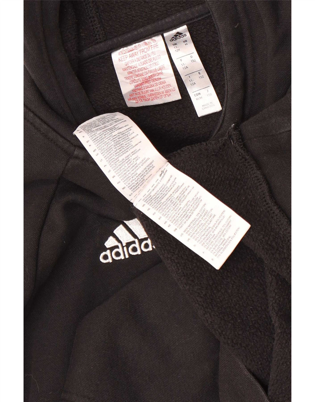 Felpa con cappuccio grafica Adidas da ragazzo 11-12 anni in poliestere nero
