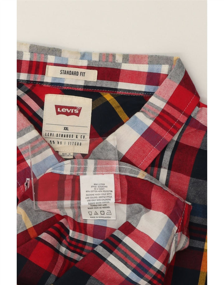 LEVI'S Mens Standard Fit Shirt 2XL Red Check Cotton Vintage Levi's and Second-Hand Levi's from Messina Hembry 