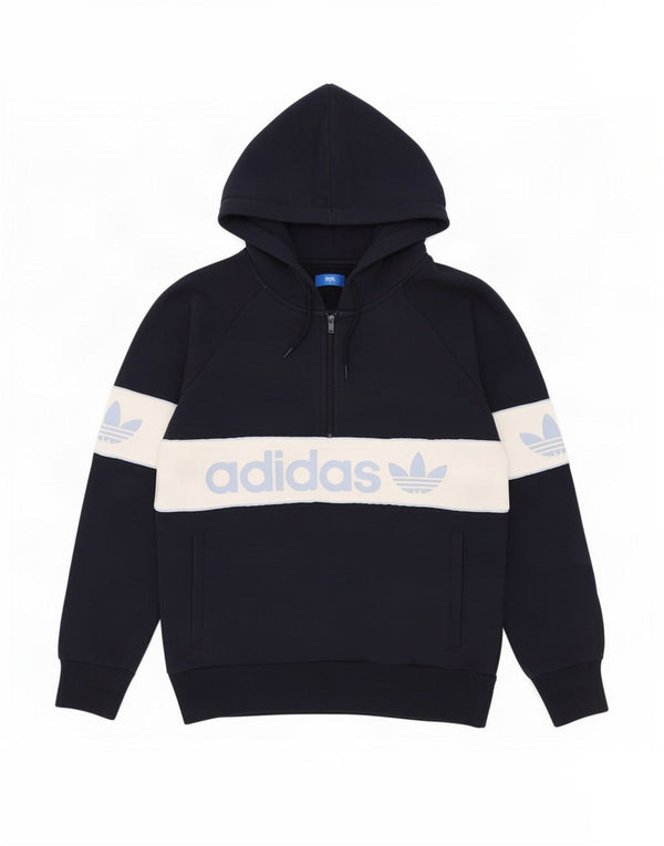 Felpa con cappuccio grafica da uomo Adidas, cotone color block medio blu navy