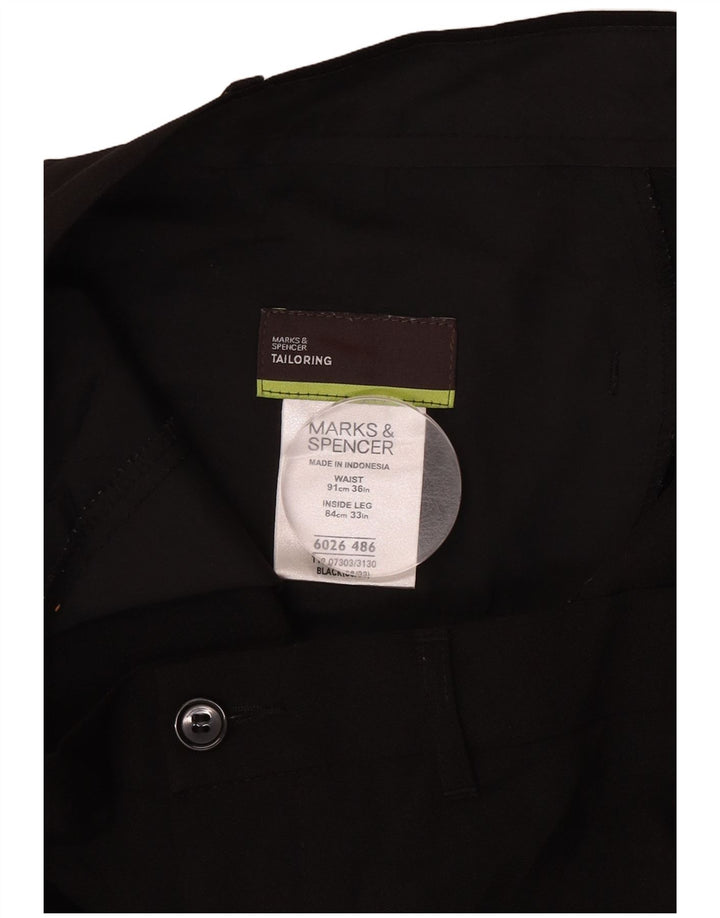 Pantaloni chino dritti su misura da uomo Marks & Spencer W36 L33 neri