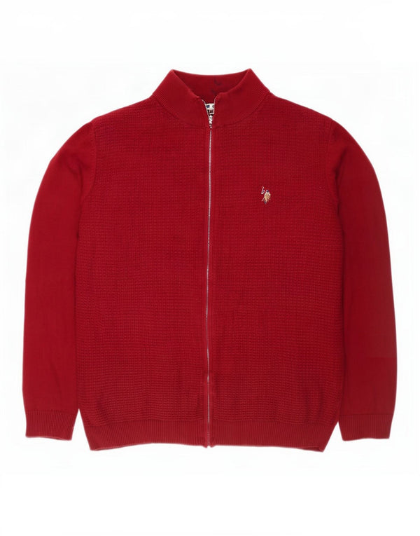 Polo Assn. Maglione cardigan da uomo 2XL in cotone bordeaux