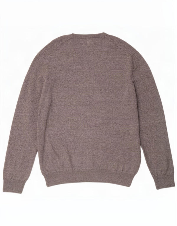 Maglione maglione con scollo a V da uomo Marks & Spencer 2XL cotone chiazzato grigio