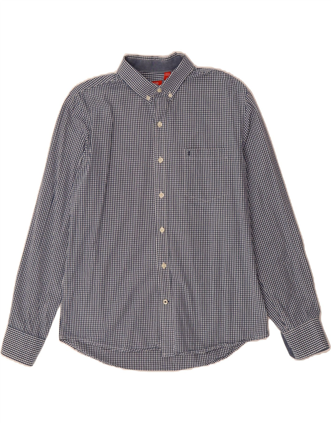 IZOD Mens Slim Fit Shirt Large Blue Gingham Cotton Vintage Izod and Second-Hand Izod from Messina Hembry 