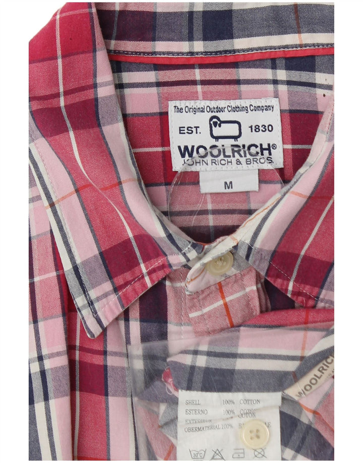 Camicia da uomo a maniche corte WOOLRICH in cotone a quadri rossi medi