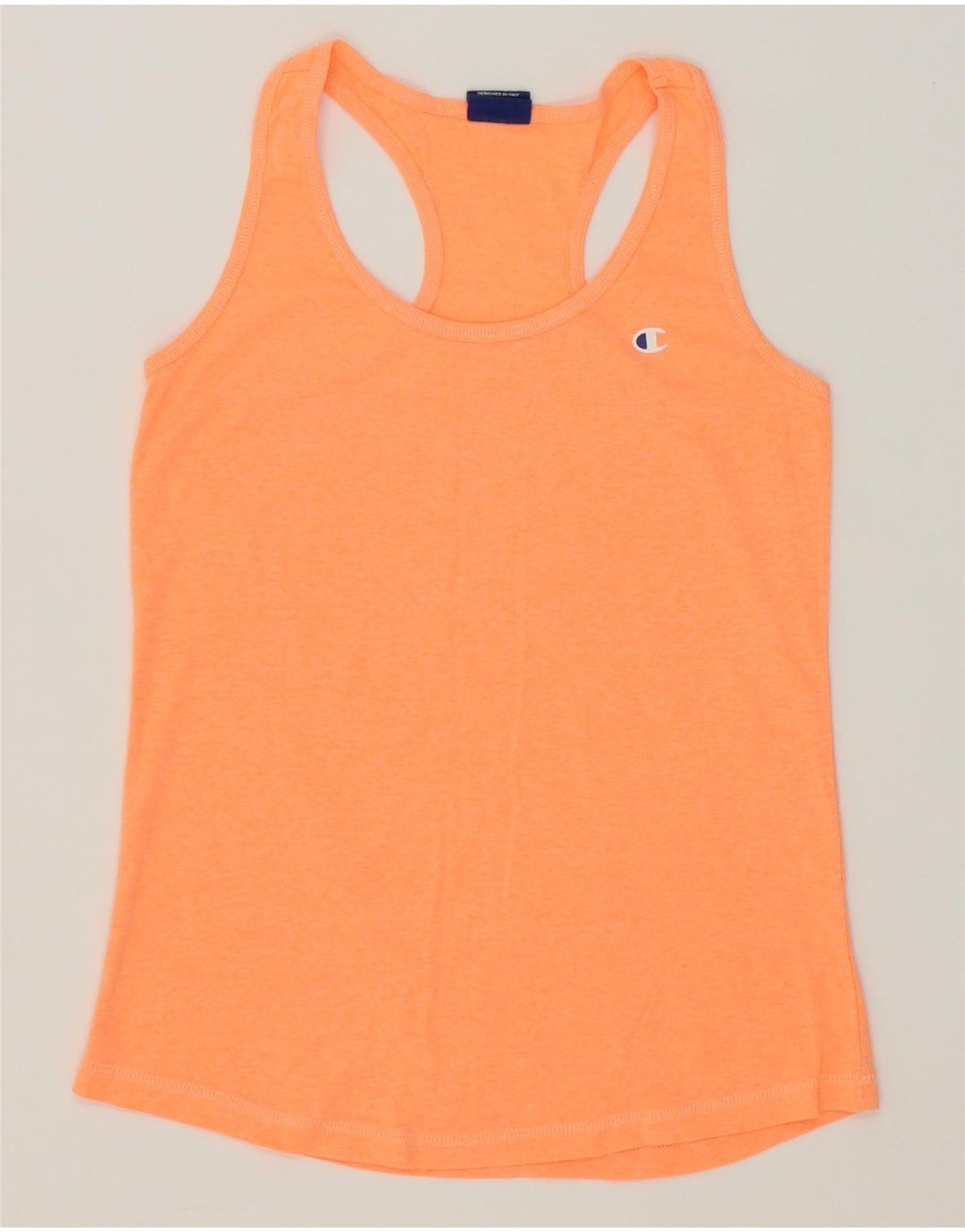CHAMPION Womens Vest Top UK 12 Medium Orange Cotton Vintage Champion and Second-Hand Champion from Messina Hembry 