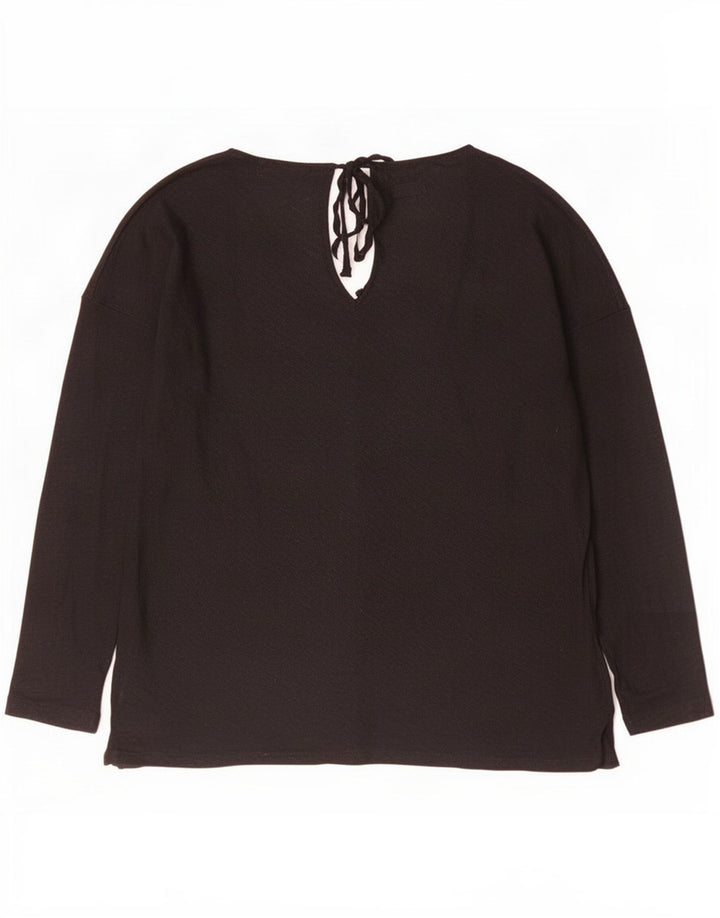 Massimo Dutti Top da donna a maniche lunghe UK 14 Lino nero medio