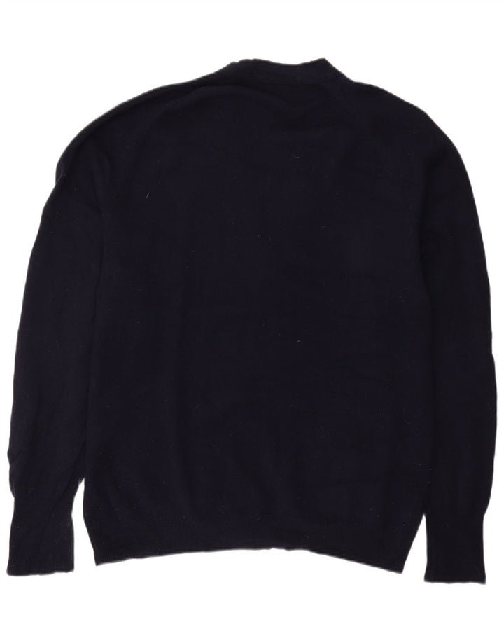 Maglione cardigan da uomo Marks & Spencer IT 52/54 Large blu navy in lana d'agnello