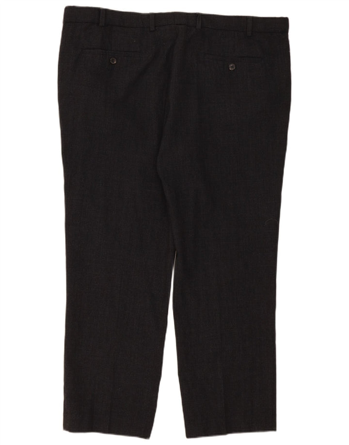 Pantaloni da abito dritti su misura da uomo Marks & Spencer W42 L29 a quadri grigi