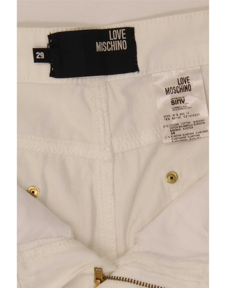 Jeans dritti da donna Moschino W29 L29 cotone bianco