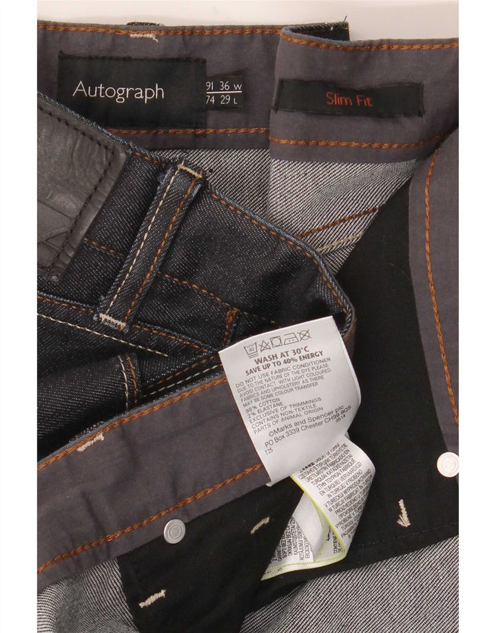 Jeans slim da uomo Marks & Spencer Autograph W36 L29 cotone blu navy