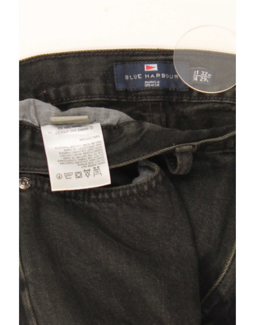 Jeans dritti da uomo Marks & Spencer Blue Harbour W32 L29 cotone nero