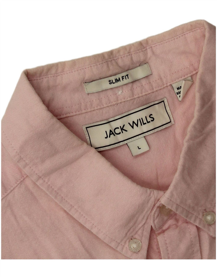 Camicia slim fit da uomo Jack Wills grande in cotone rosa