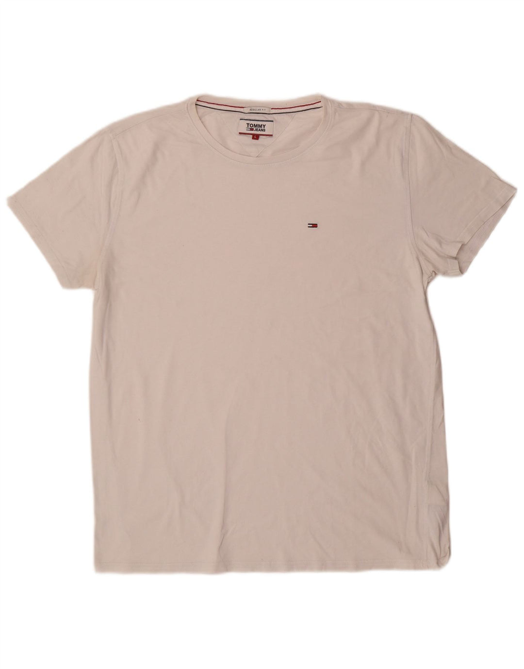 T-shirt vestibilità regolare da uomo Tommy Hilfiger Large in cotone bianco