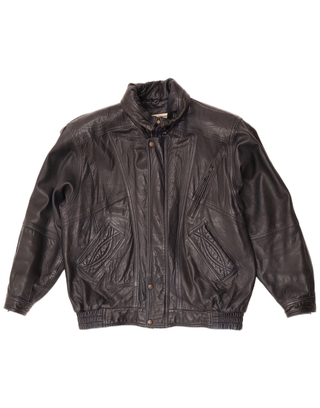 Giacca in pelle vintage da uomo EU 52 XL in pelle blu navy