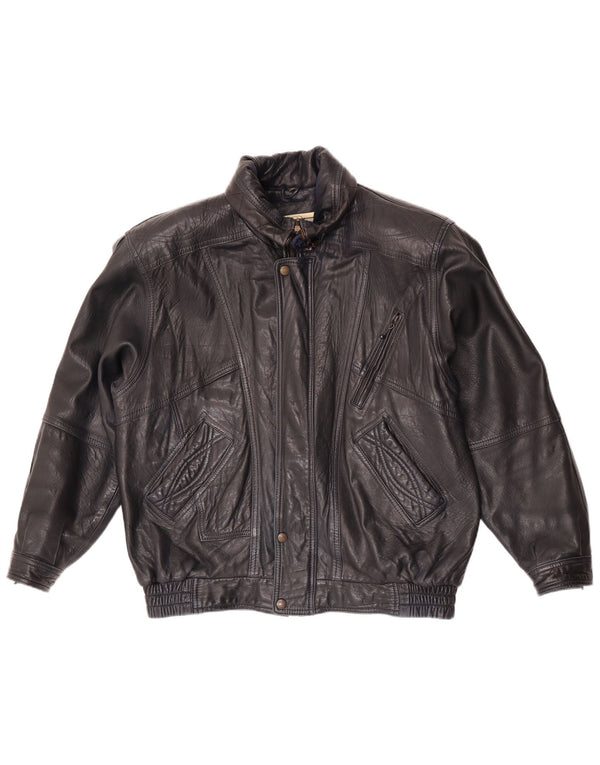 Giacca in pelle vintage da uomo EU 52 XL in pelle blu navy