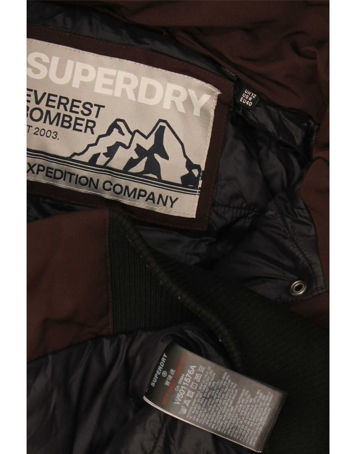 Giacca imbottita con cappuccio da donna Superdry UK 12 Marrone medio Colourblock