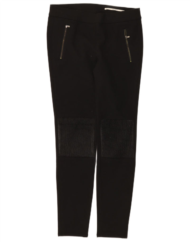 Pantaloni casual slim da donna a vita media Zara medi W28 L28 poliestere nero