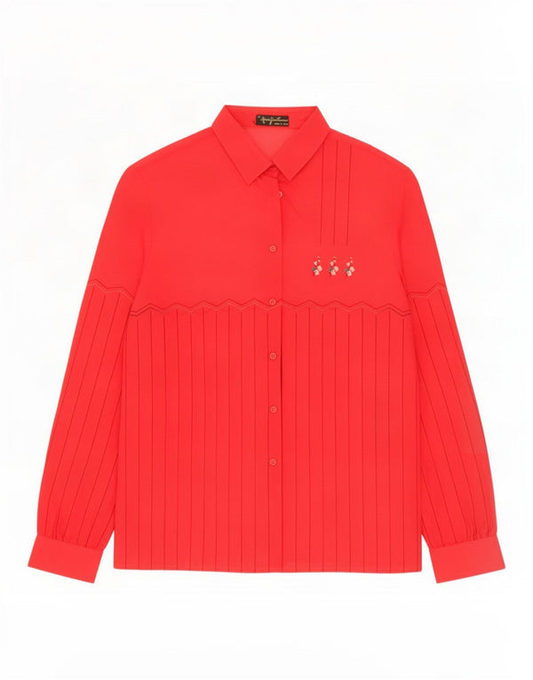 Mario Pucci Cecconi Camicia Camicetta Donna IT 46 Acetato Righe Rosse Grandi