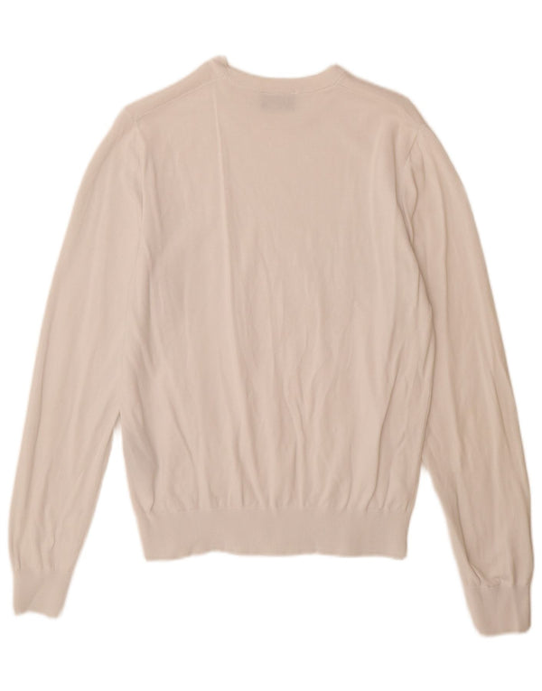 Maglione maglione girocollo da donna Armani Jeans UK 12 cotone bianco medio