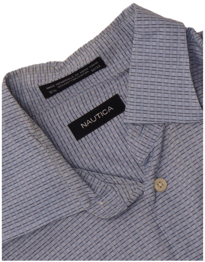 Camicia da uomo Nautica taglia 16 1/2 grande cotone a quadri blu