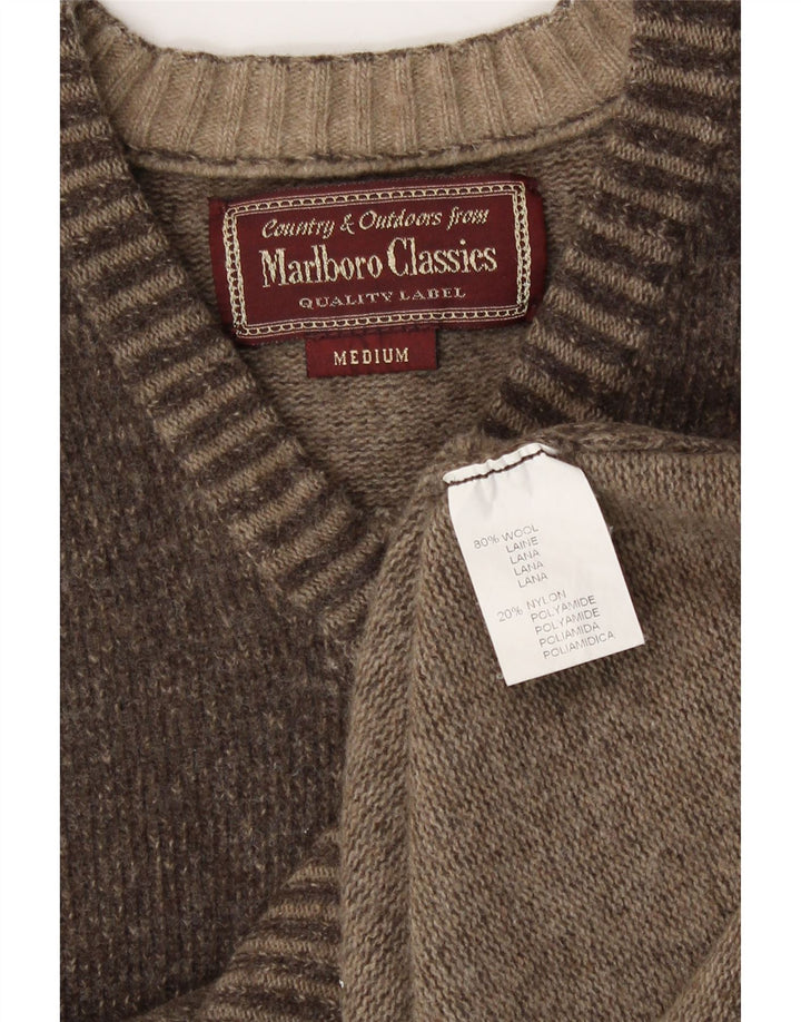 Marlboro Classics Maglione da donna con scollo a V UK 14 Lana marrone medio