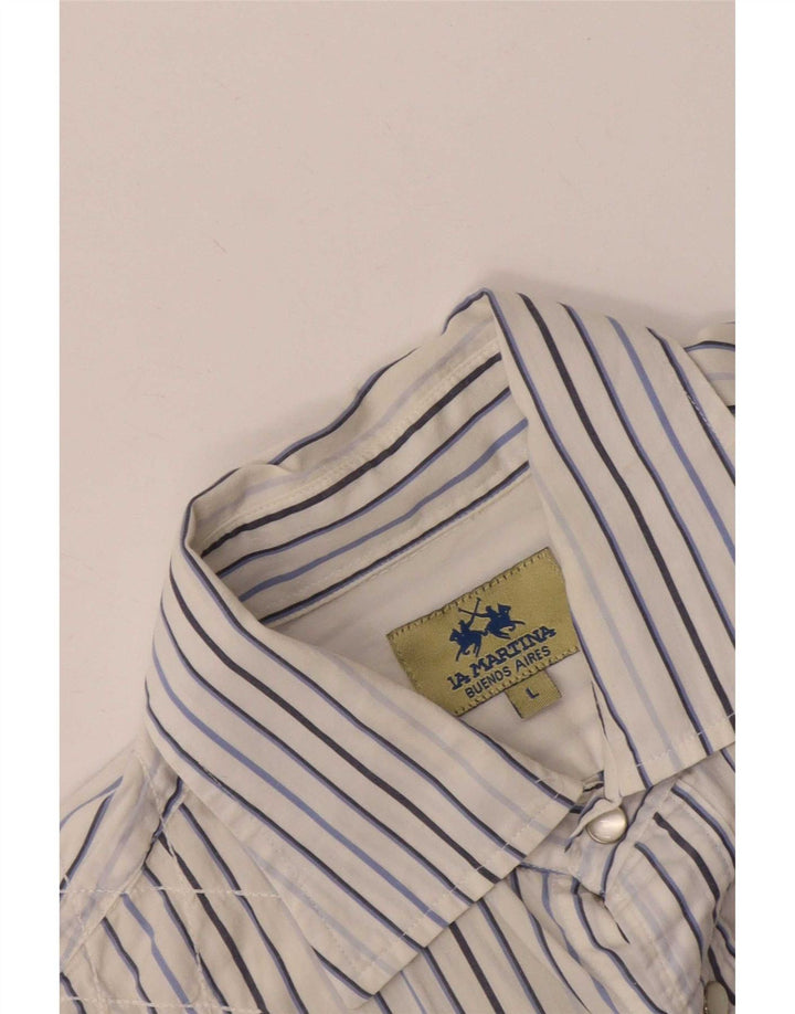 Camicia grafica da uomo La Martina grande cotone gessato bianco