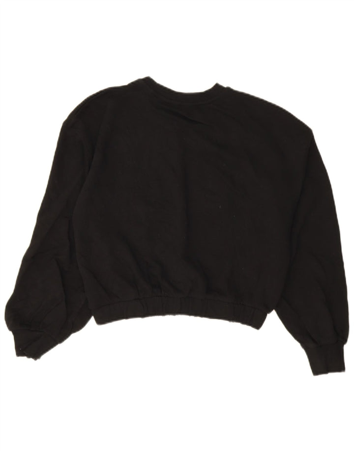 Felpa corta da donna Zara UK 14 cotone nero medio