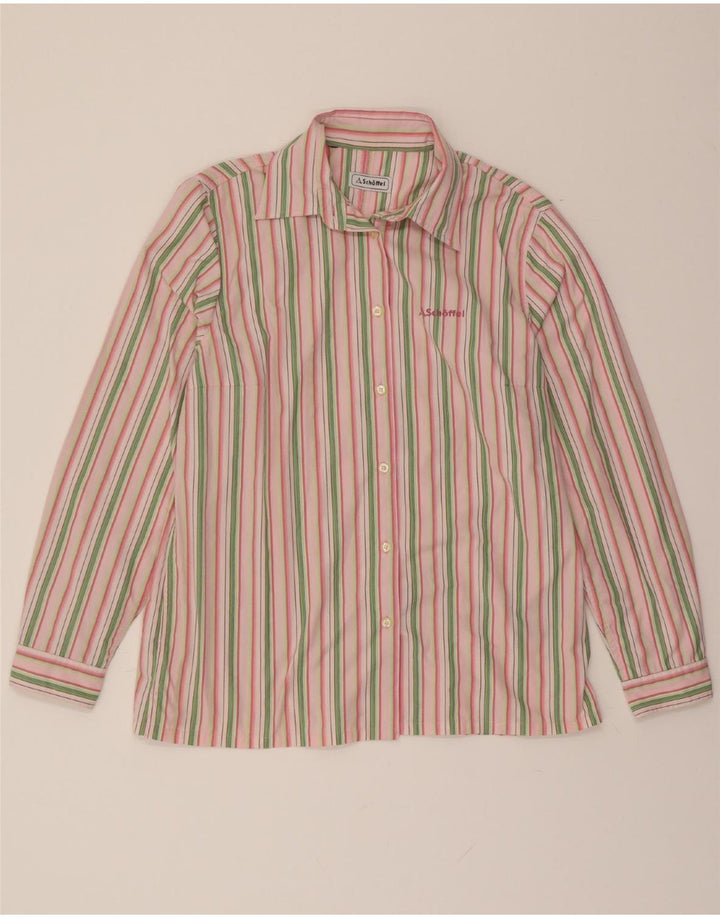 SCHOFFEL Womens Shirt Blouse UK 14 Large Pink Striped Polyester Vintage Schoffel and Second-Hand Schoffel from Messina Hembry 