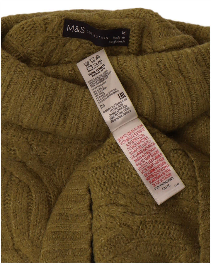 Maglione maglione a collo alto da donna Marks & Spencer UK 14 Acrilico kaki medio