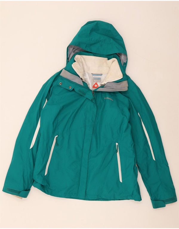 Giacca da sci con cappuccio Columbia Interchange da donna UK 16 Large Green Colourblock