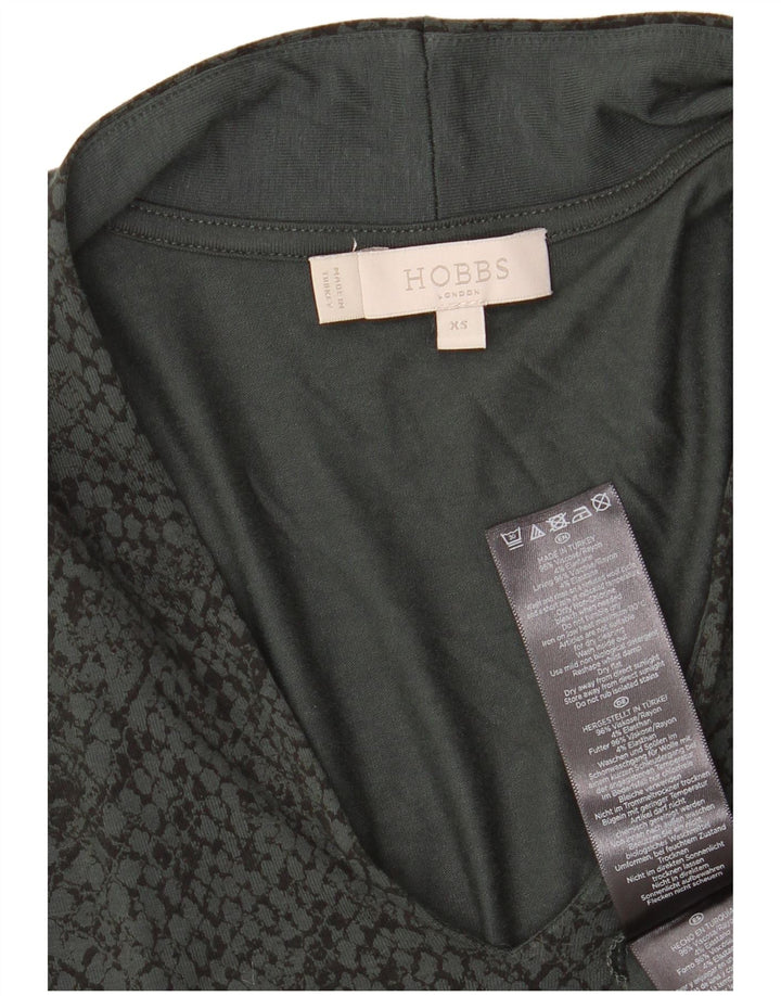 Top da donna HOBBS manica 3/4 UK 6 XS verde viscosa stampa animalier