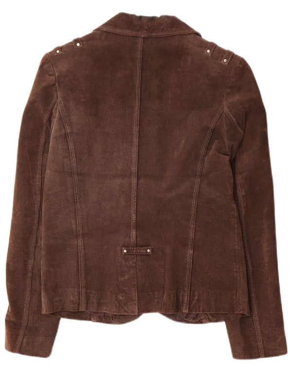 Giacca blazer militare in pelle scamosciata da donna Banana Republic UK 18 XL in pelle marrone