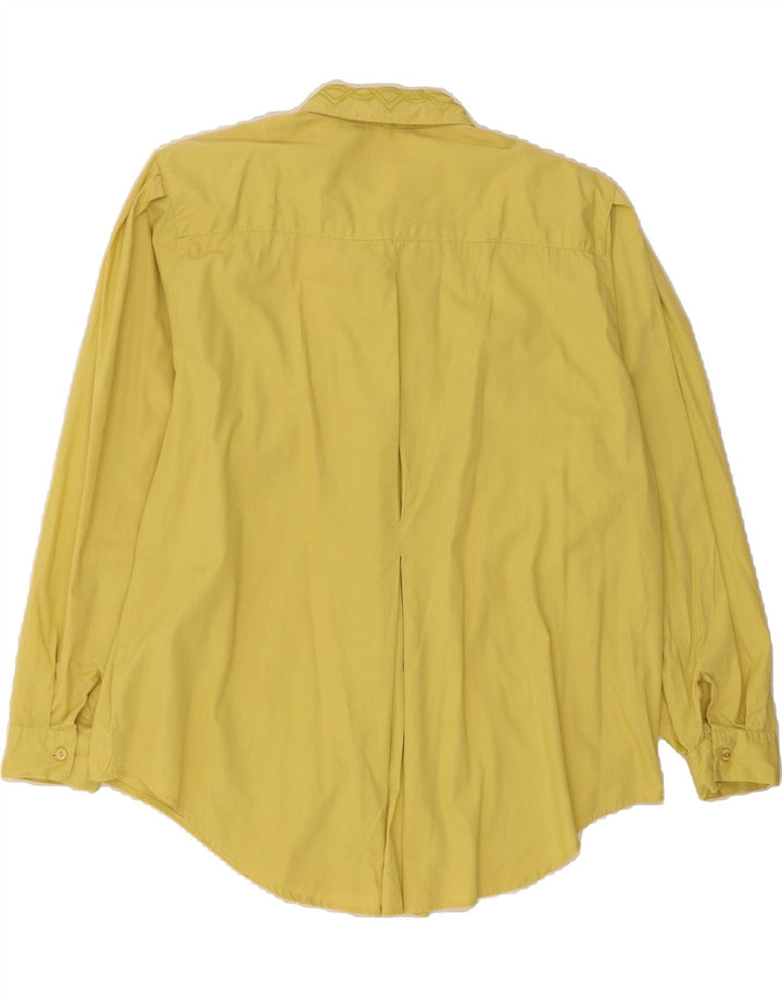 VINTAGE Womens Oversized Shirt UK 16 Large Yellow Cotton Vintage Vintage and Second-Hand Vintage from Messina Hembry 