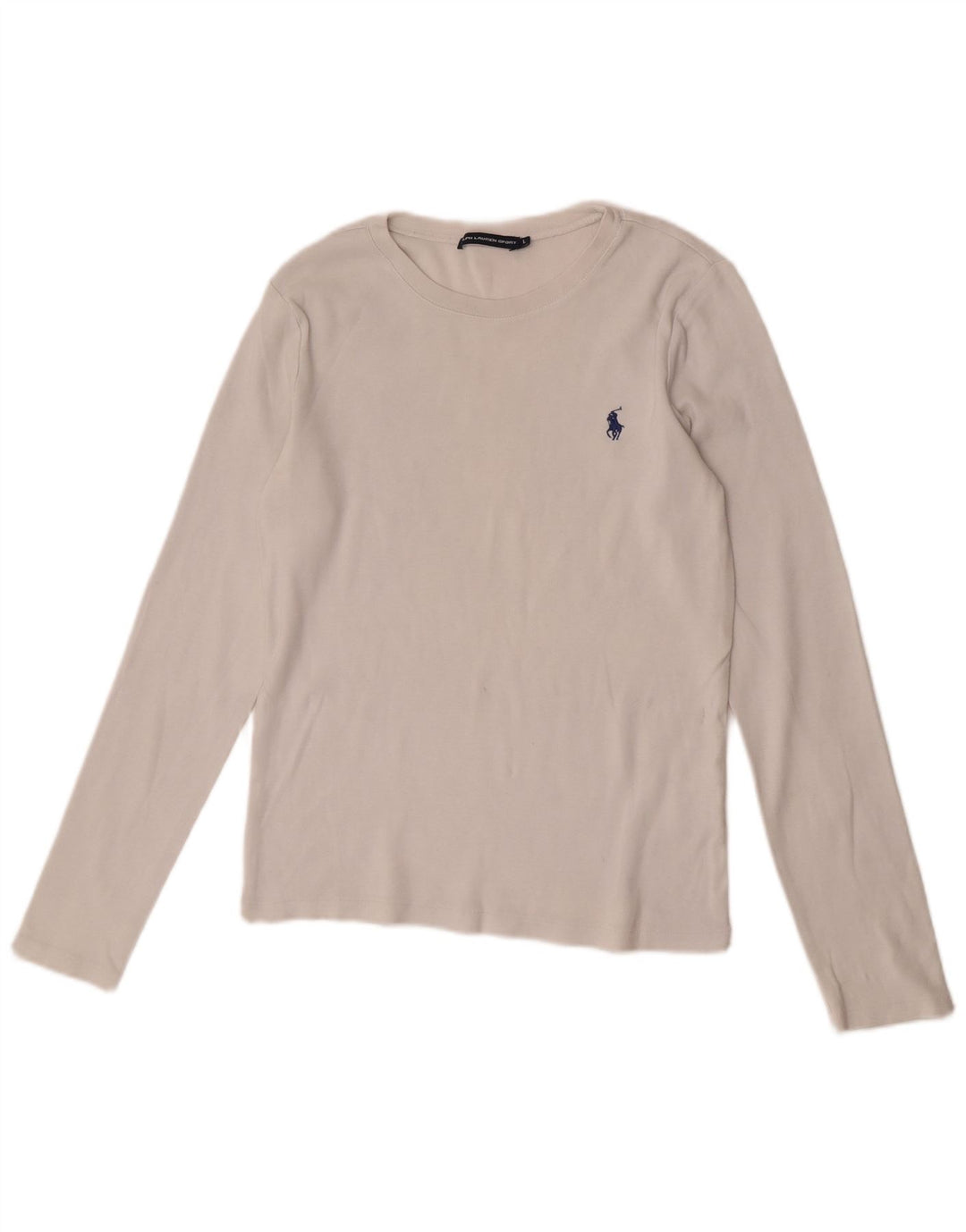 Top da donna a maniche lunghe Ralph Lauren UK 14 grande cotone bianco