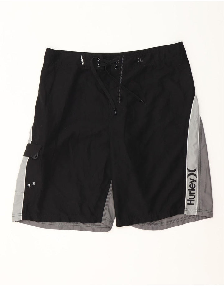 Pantaloncini da bagno grafici da uomo Hurley, grandi, in poliestere color block nero