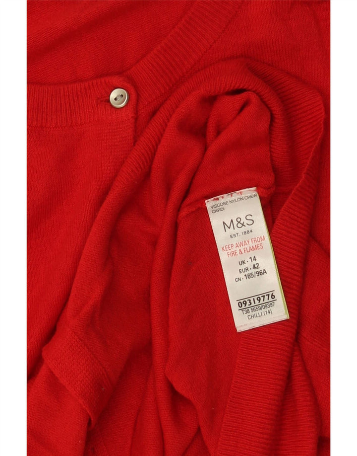 Maglione cardigan da donna Marks & Spencer UK 14 grande viscosa rossa