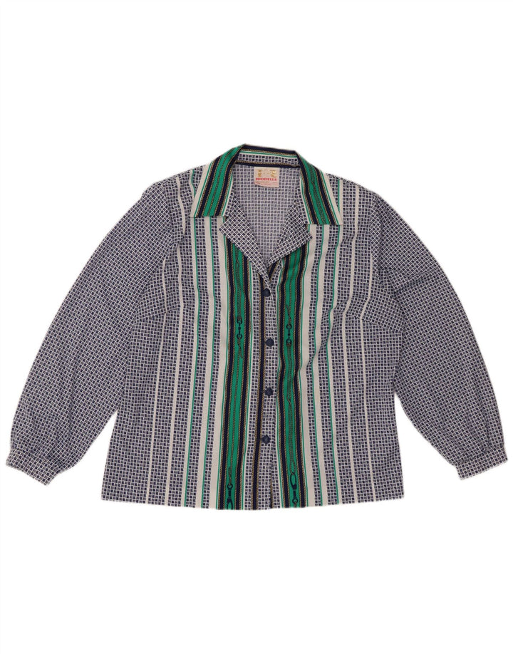 Camicia da donna VINTAGE UK 20 2XL Blu geometrico