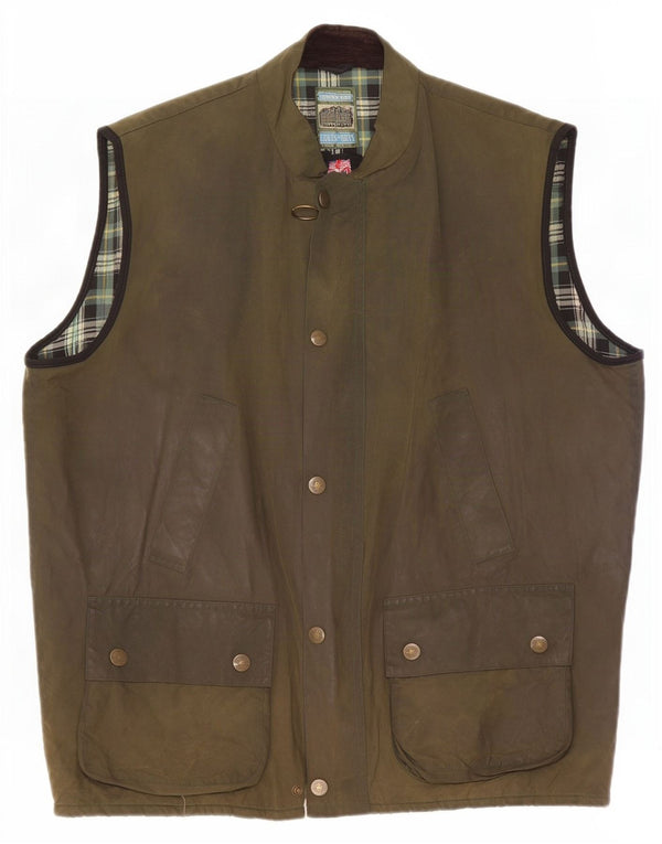 Gilet da uomo in cotone cerato Lennards UK 42 XL Cachi