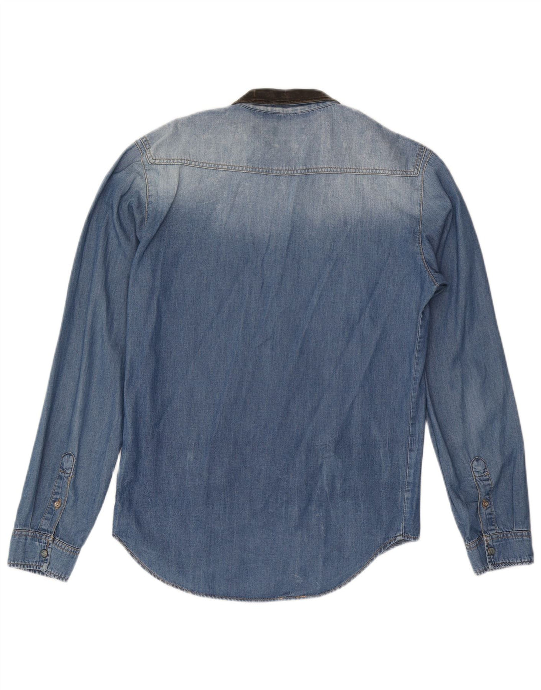 ZARA Mens Slim Fit Denim Shirt Large Blue Cotton